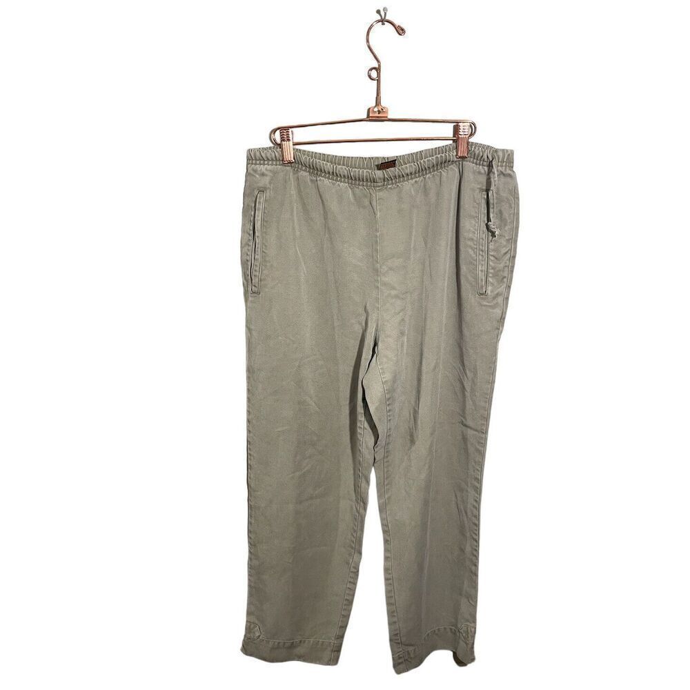 Ojai Pull On Tencel Pants Medium Drawstring High Rise Pockets‎ Tan Lagenlook